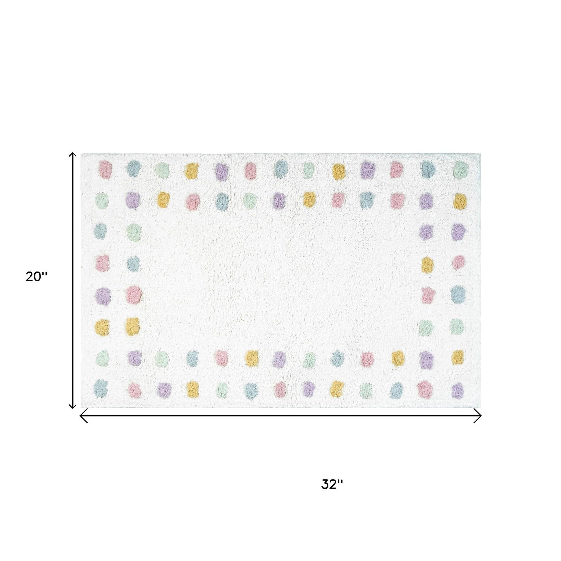 32" White Purple And Pink Cotton Polka Dots Bath Rug-5