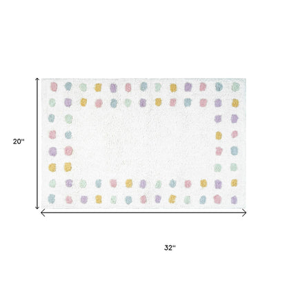 32" White Purple And Pink Cotton Polka Dots Bath Rug-5
