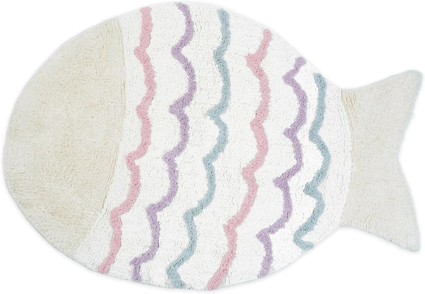 32" White Pink And Purple Cotton Fish Shaped Youthful Bath Rug-0