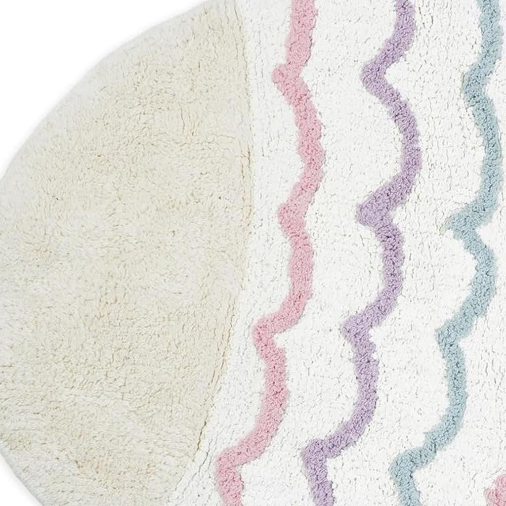32" White Pink And Purple Cotton Fish Shaped Youthful Bath Rug-3