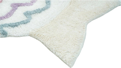 32" White Pink And Purple Cotton Fish Shaped Youthful Bath Rug-2