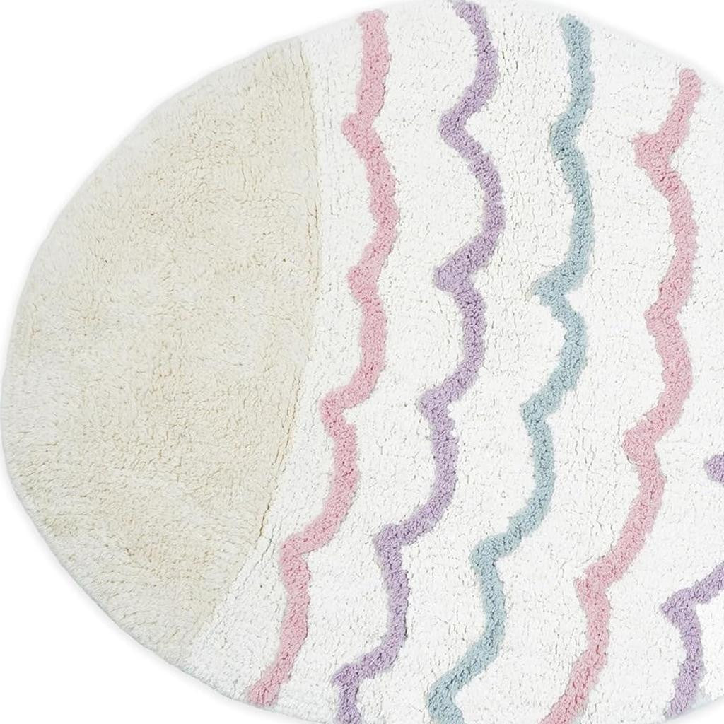 32" White Pink And Purple Cotton Fish Shaped Youthful Bath Rug-4