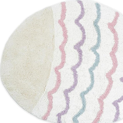32" White Pink And Purple Cotton Fish Shaped Youthful Bath Rug-4