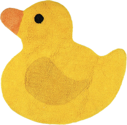 25" Yellow Cotton Rubber Duckie Youthful Bath Rug-0