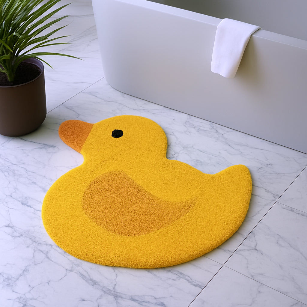 25" Yellow Cotton Rubber Duckie Youthful Bath Rug-1