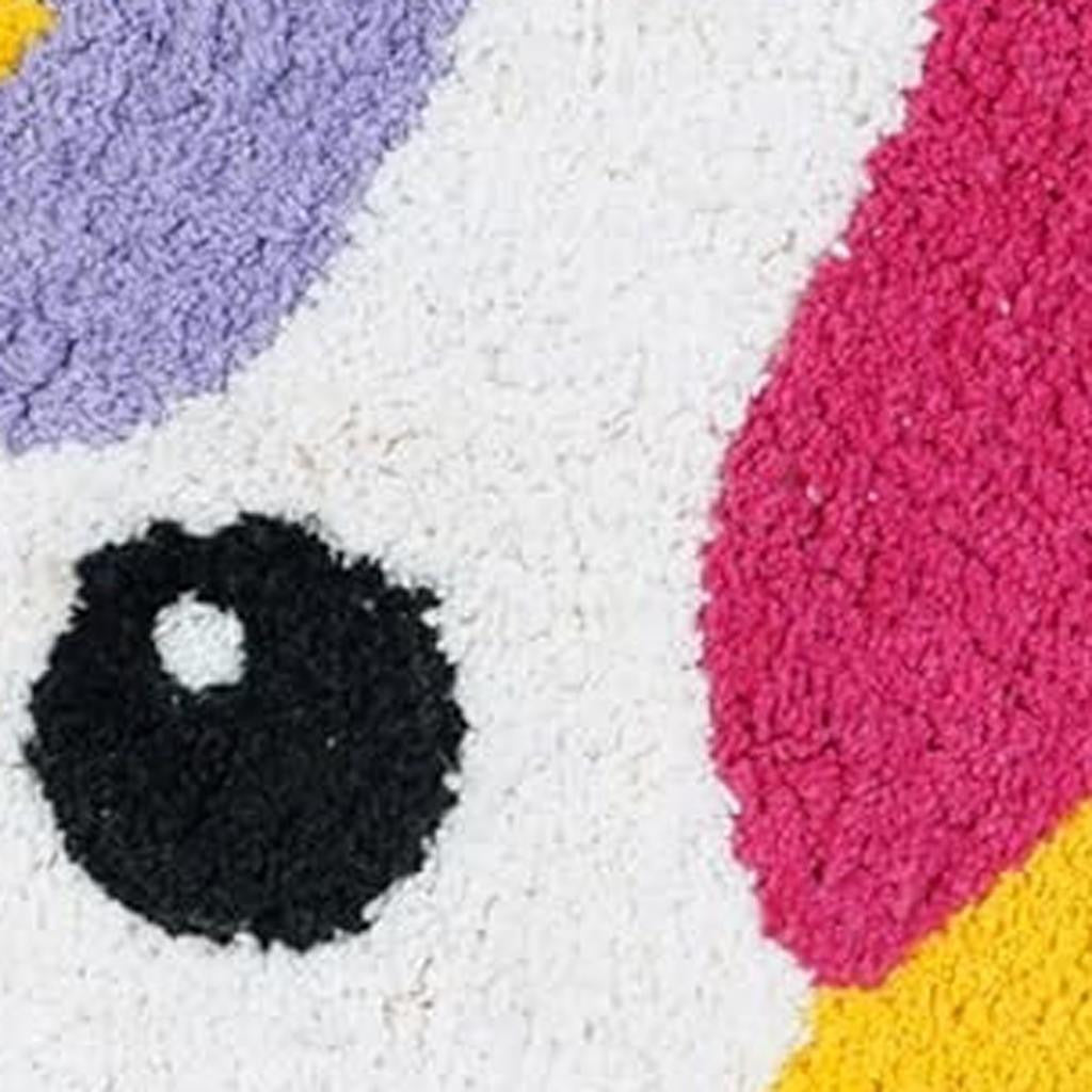 32" Pink And Yellow Cotton Unicorns Youthful Bath Rug-3