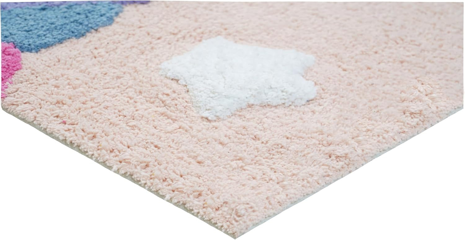 32" Pink And Yellow Cotton Unicorns Youthful Bath Rug-2