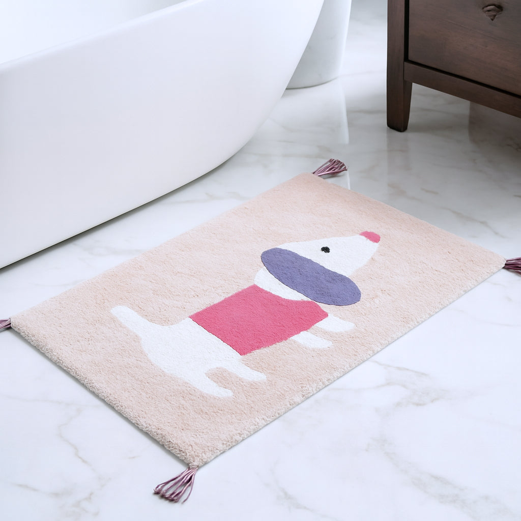 32" Pink And Purple Cotton Dog Youthful Bath Rug-1