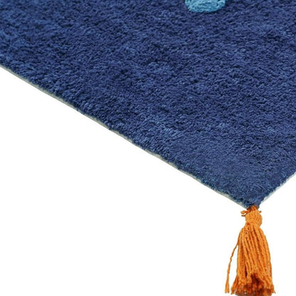 32" Blue Orange And White Cotton Dog Youthful Bath Rug-4