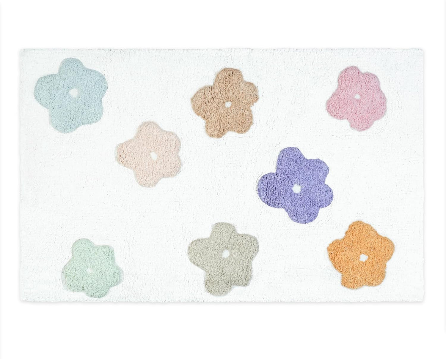 32" Pink And White Cotton Flowers Floral Floral Bath Rug-0