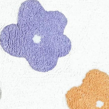 32" Pink And White Cotton Flowers Floral Floral Bath Rug-3