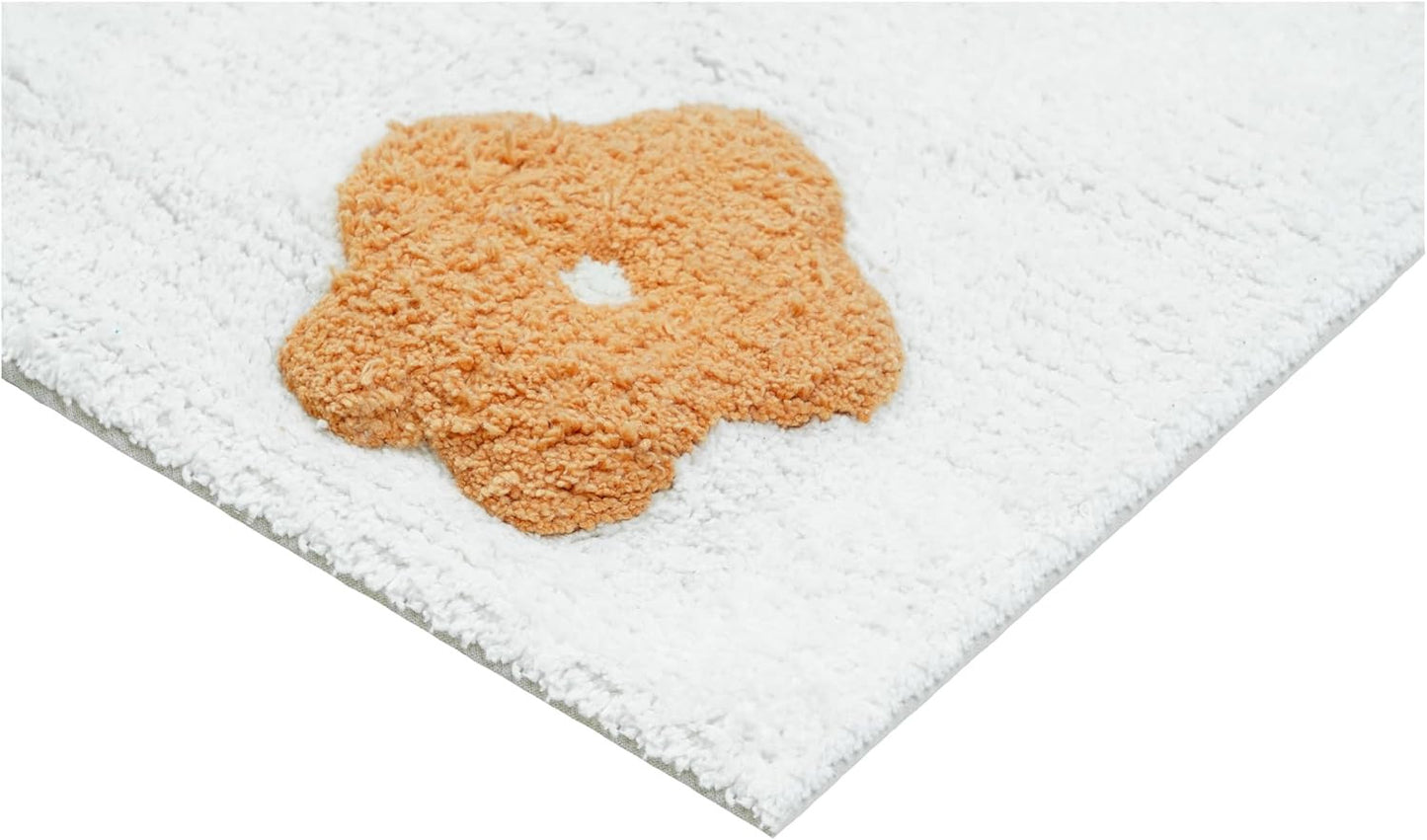 32" Pink And White Cotton Flowers Floral Floral Bath Rug-2