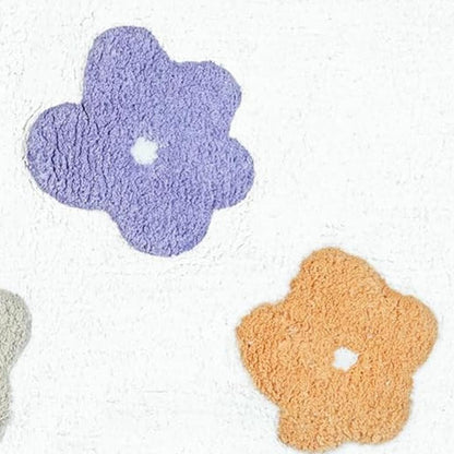 32" Pink And White Cotton Flowers Floral Floral Bath Rug-4