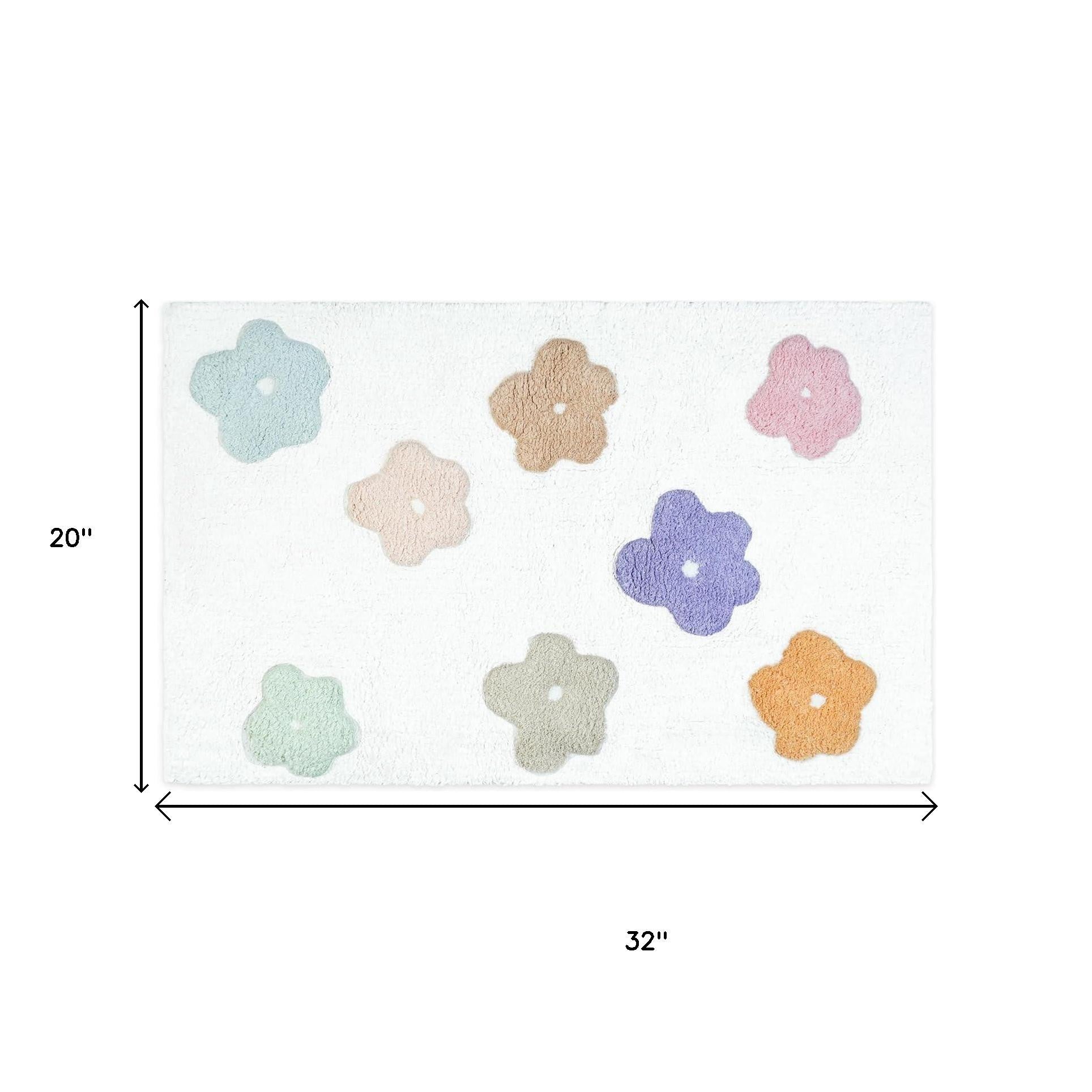 32" Pink And White Cotton Flowers Floral Floral Bath Rug-5