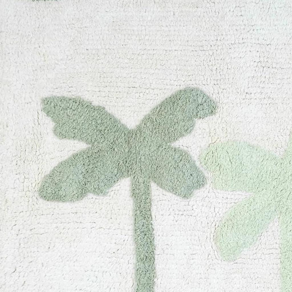 32" Green And White Cotton Palm Trees Bath Rug-3