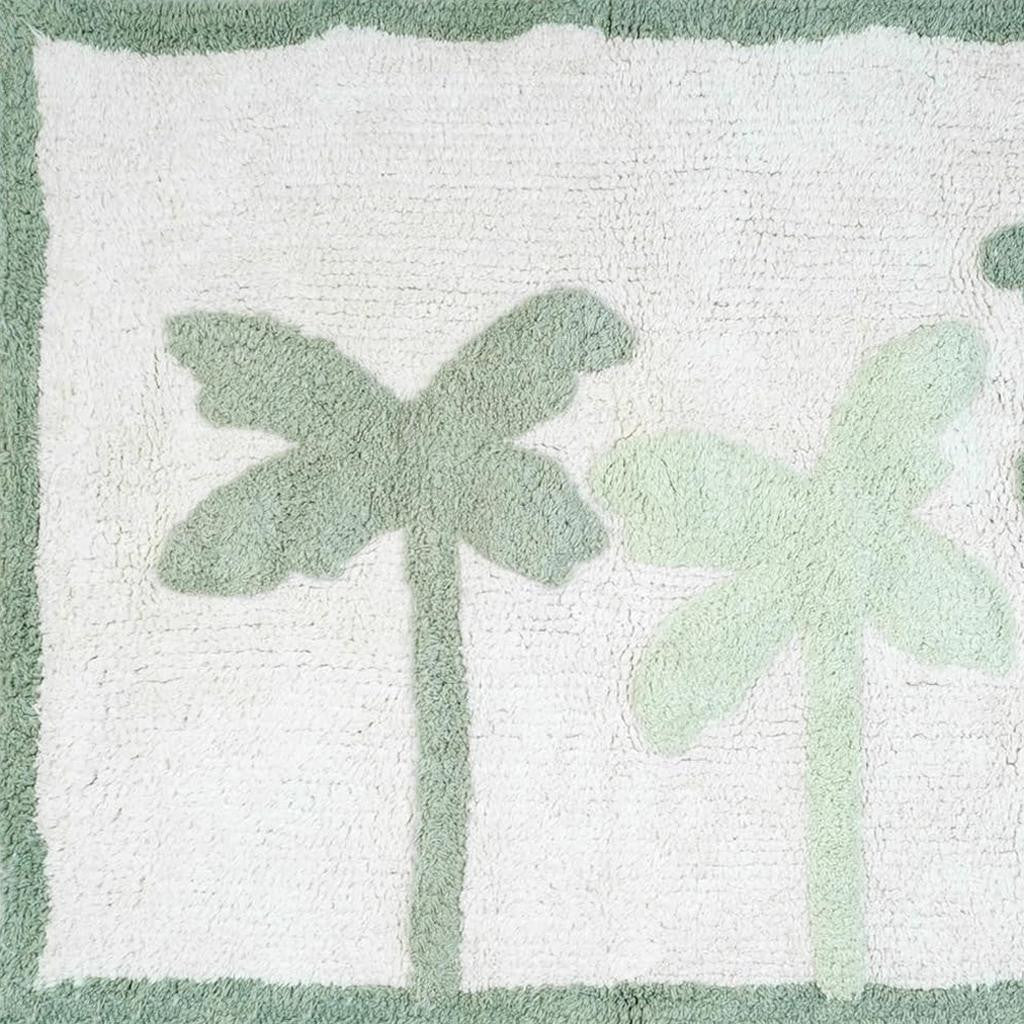 32" Green And White Cotton Palm Trees Bath Rug-2