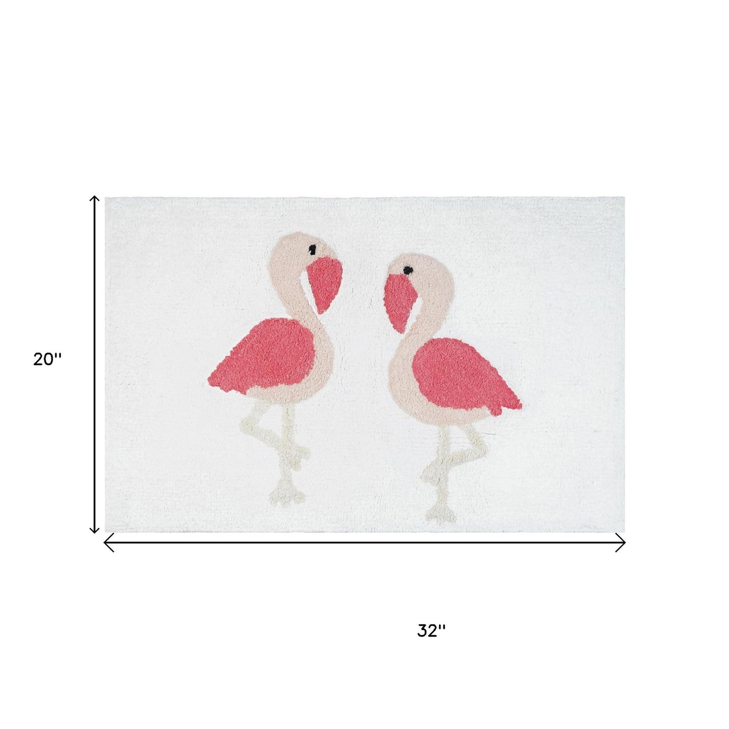 32" Pink And White Cotton Flamingo Bath Rug-5