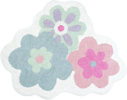 32" Pink And White Cotton Flowers Floral Bath Rug-1