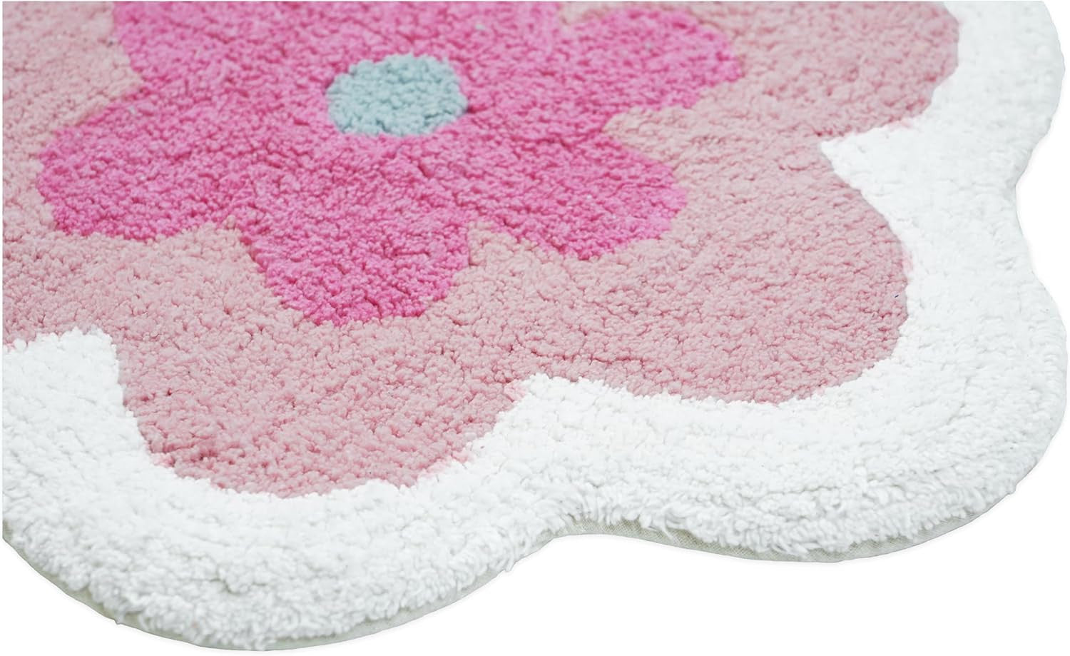 32" Pink And White Cotton Flowers Floral Bath Rug-2