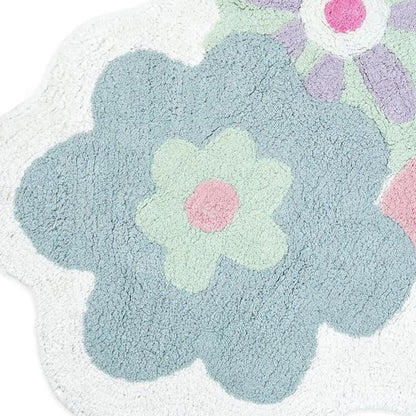 32" Pink And White Cotton Flowers Floral Bath Rug-3