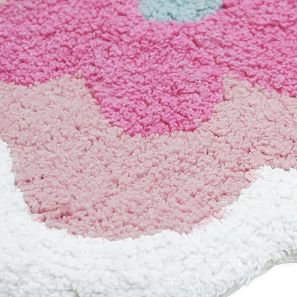 32" Pink And White Cotton Flowers Floral Bath Rug-6