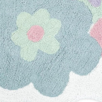 32" Pink And White Cotton Flowers Floral Bath Rug-4