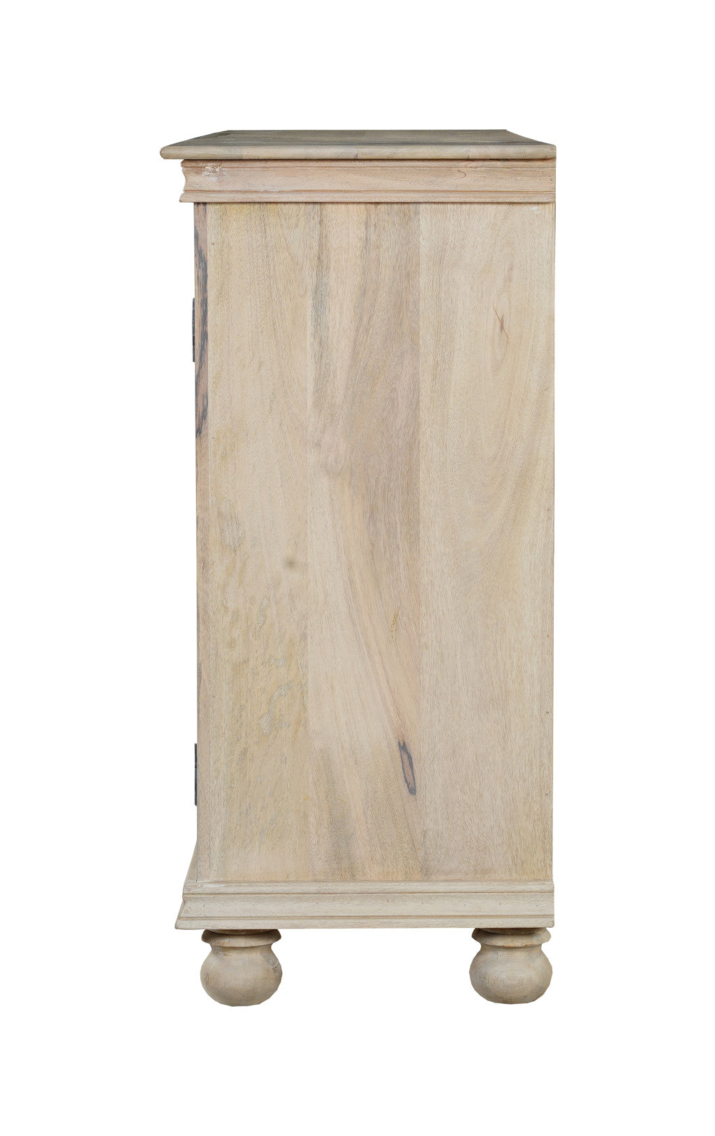 72" White Solid Wood Carved Floral Sideboard with Three Doors-3