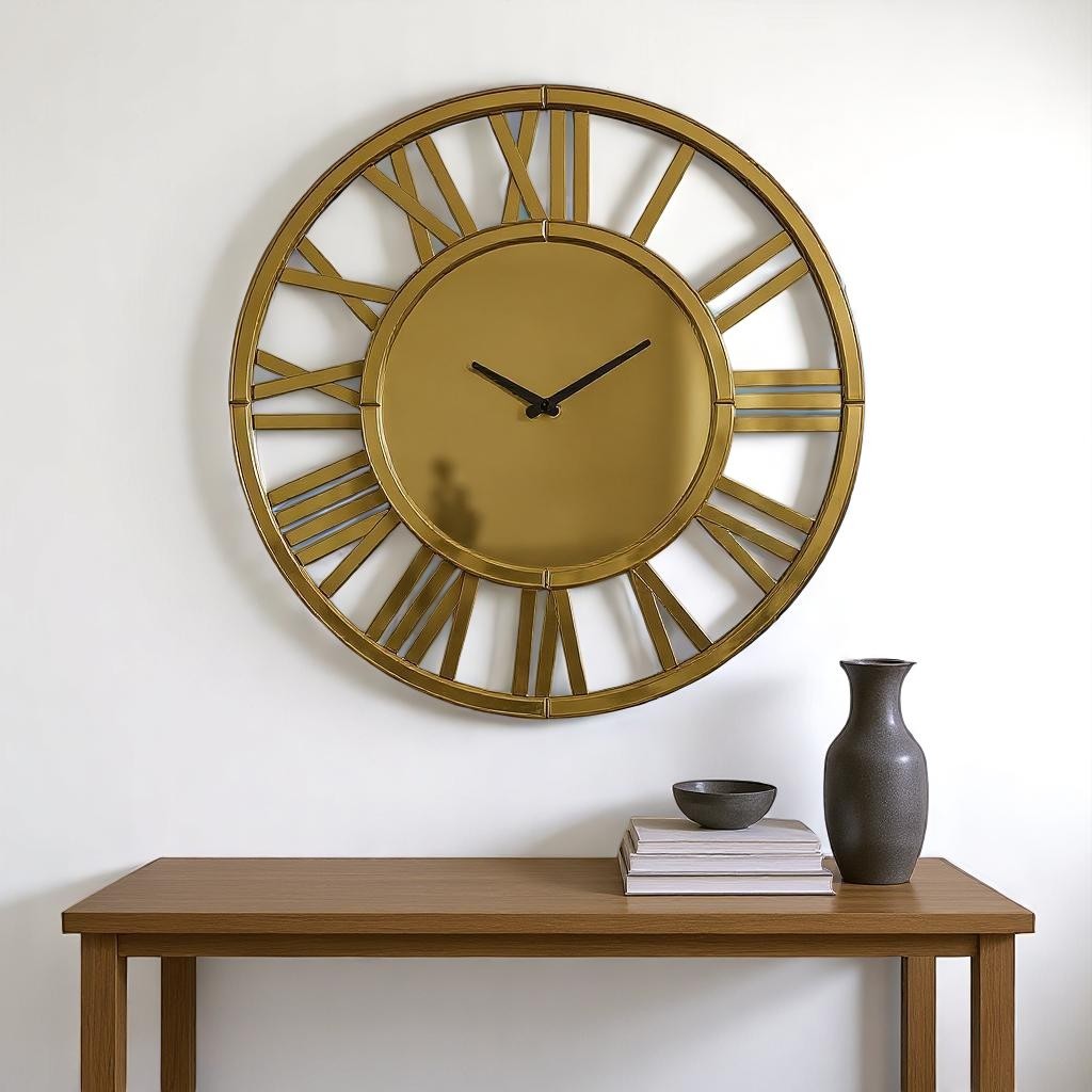 43" Gold Mirrored Acrylic Silent Analog Circle Wall Clock-1