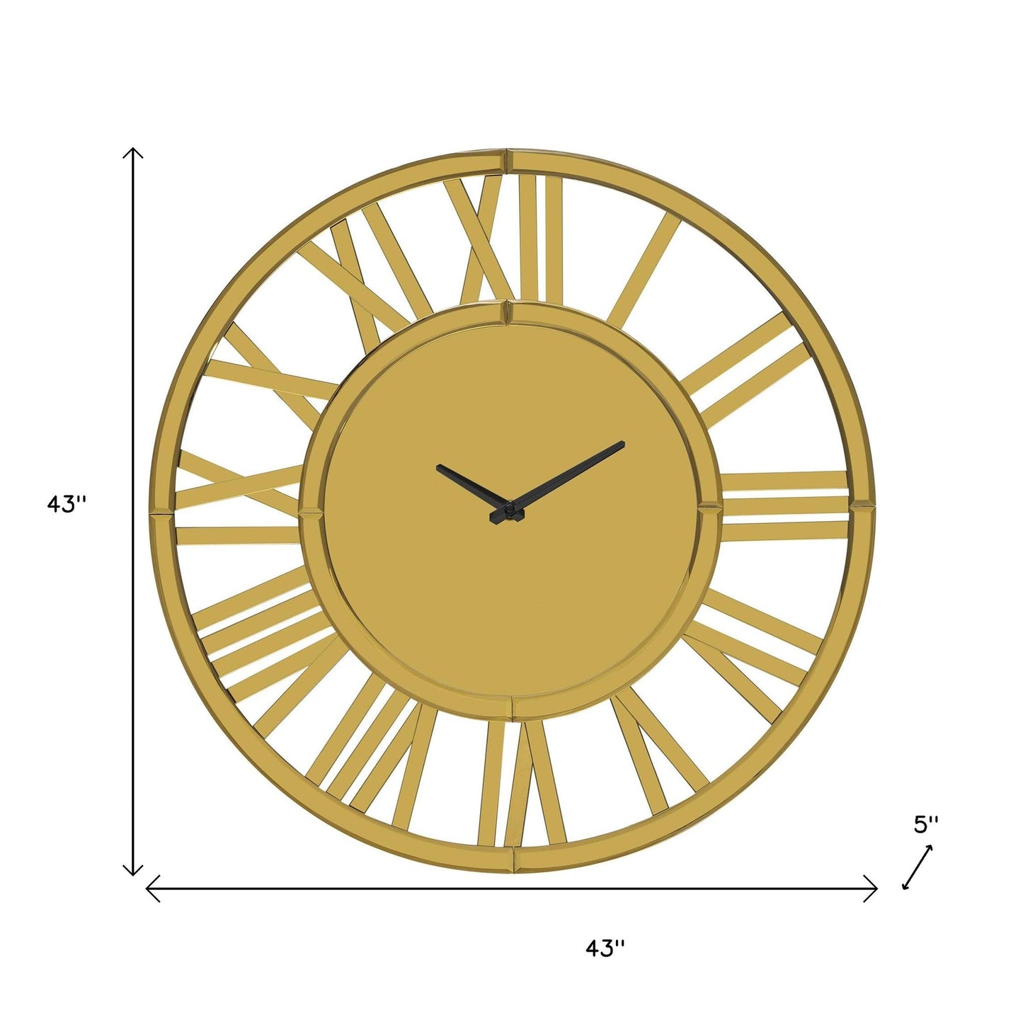 43" Gold Mirrored Acrylic Silent Analog Circle Wall Clock-8