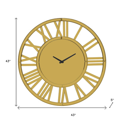 43" Gold Mirrored Acrylic Silent Analog Circle Wall Clock-8