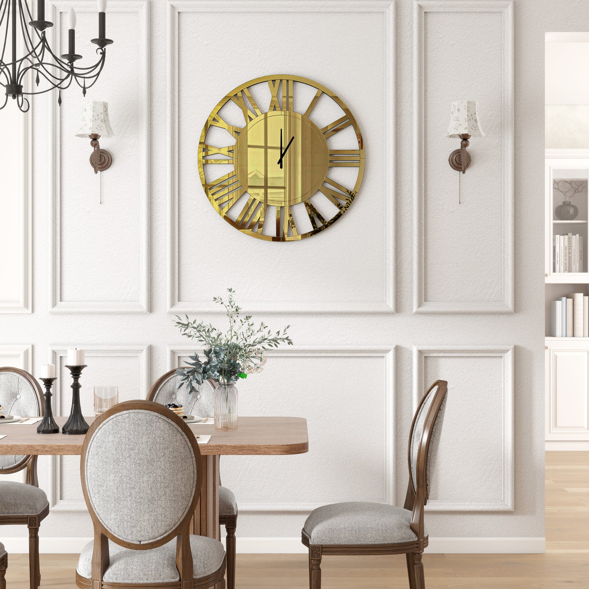 43" Gold Mirrored Acrylic Silent Analog Circle Wall Clock-4