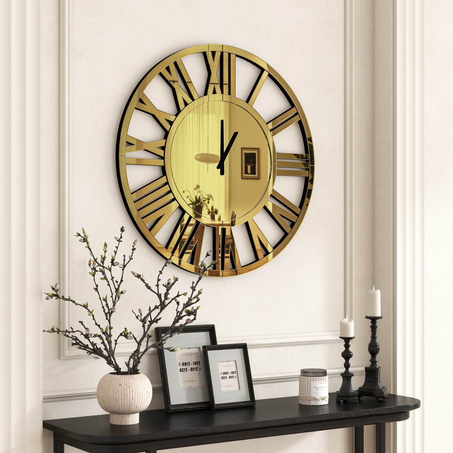 43" Gold Mirrored Acrylic Silent Analog Circle Wall Clock-5