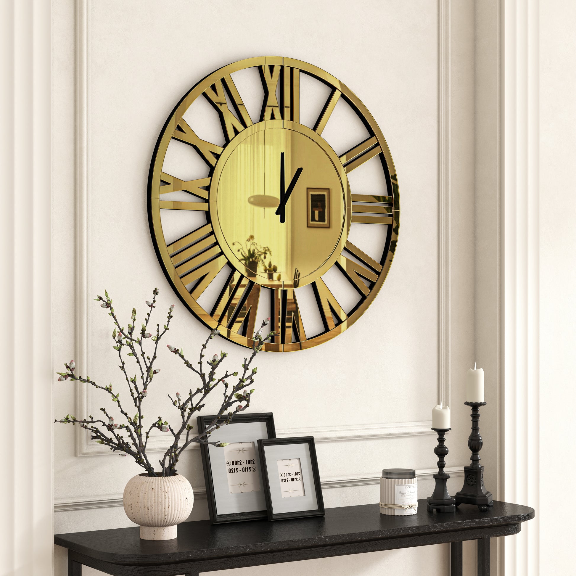 43" Gold Mirrored Acrylic Silent Analog Circle Wall Clock-5