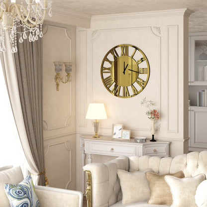 43" Gold Mirrored Acrylic Silent Analog Circle Wall Clock-6