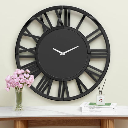 43" Black Mirrored Acrylic Silent Analog Circle Wall Clock-5