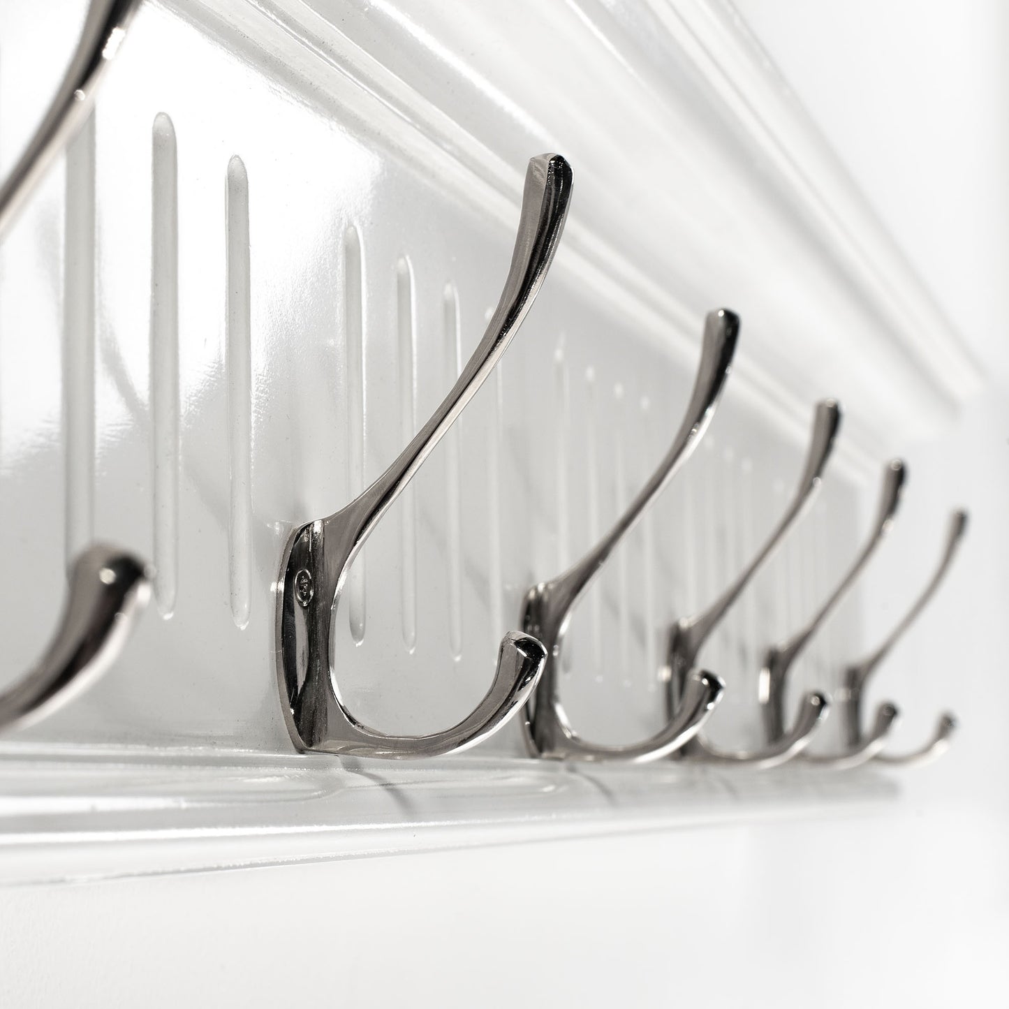 39" White Solid Wood Six Hook Wall Mount Coat Rack-6