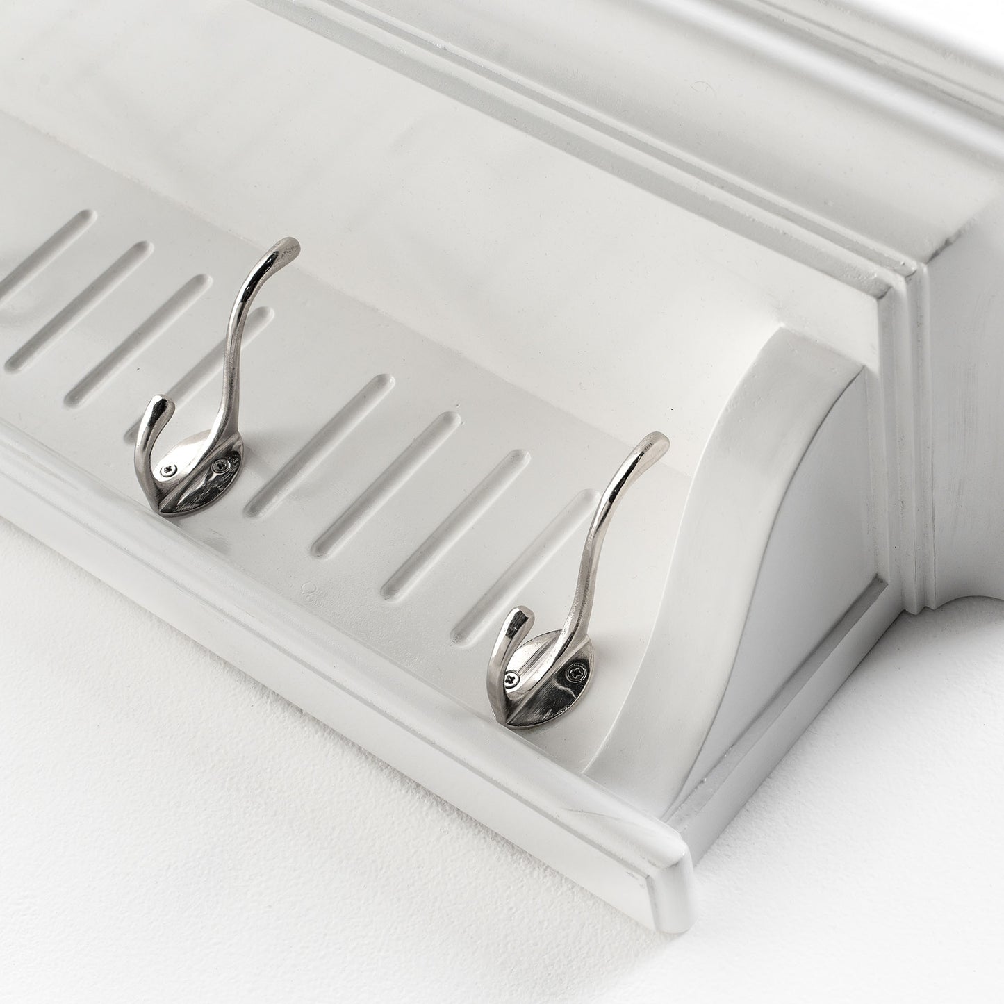 39" White Solid Wood Six Hook Wall Mount Coat Rack-6