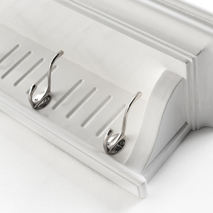 39" White Solid Wood Six Hook Wall Mount Coat Rack-6