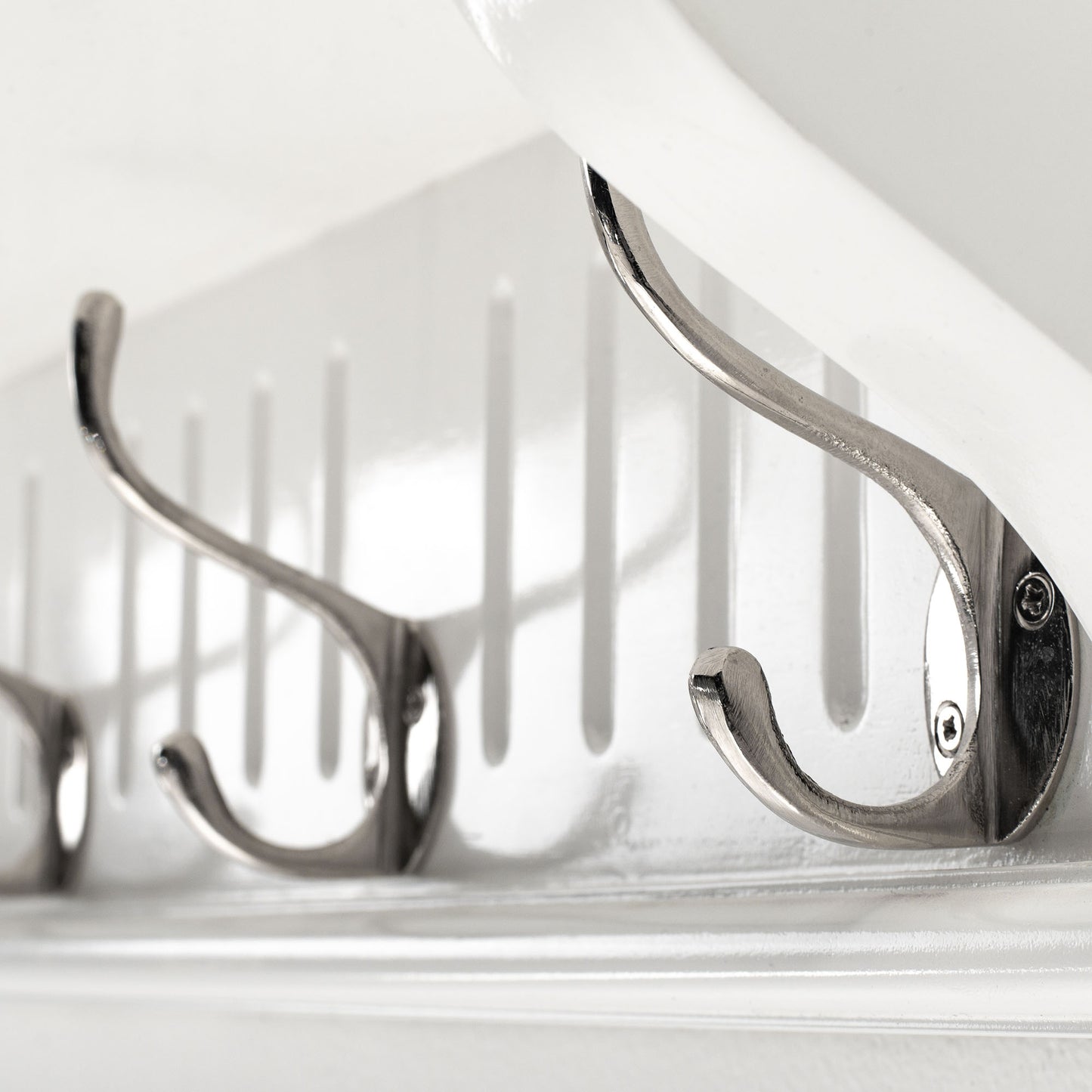 39" White Solid Wood Six Hook Wall Mount Coat Rack-7