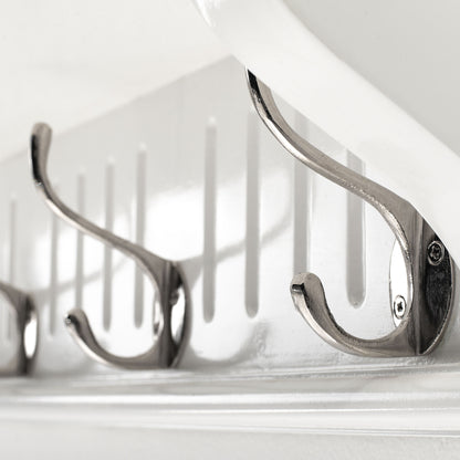 39" White Solid Wood Six Hook Wall Mount Coat Rack-7