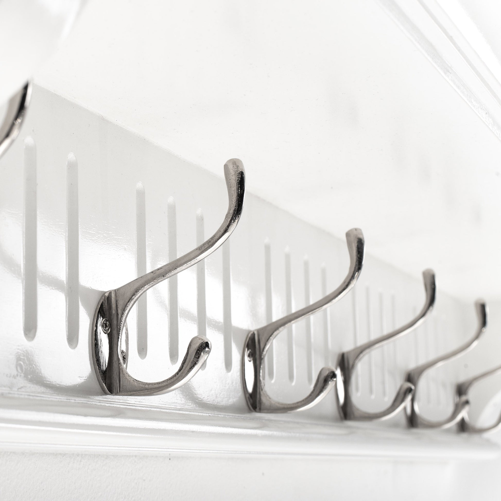 39" White Solid Wood Six Hook Wall Mount Coat Rack-5