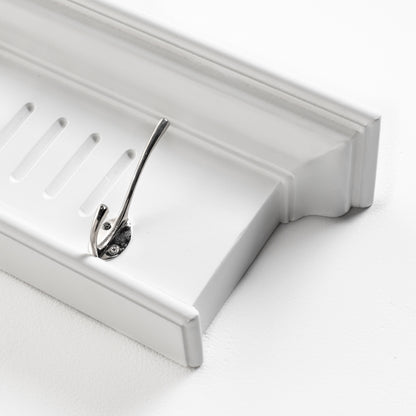 51" White Solid Wood Eight Hook Wall Mount Coat Rack-4