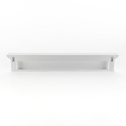 51" White Solid Wood Eight Hook Wall Mount Coat Rack-3