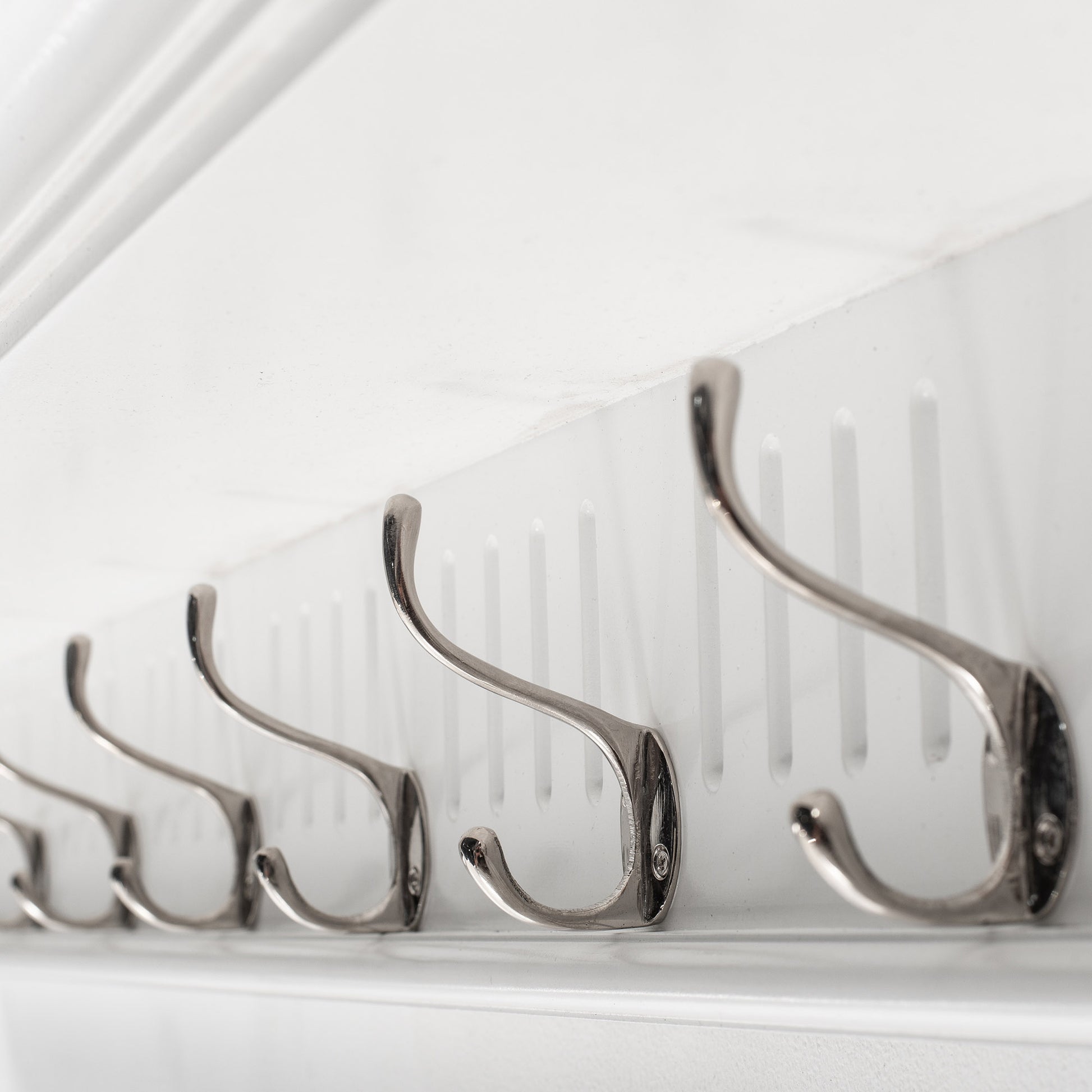 51" White Solid Wood Eight Hook Wall Mount Coat Rack-7