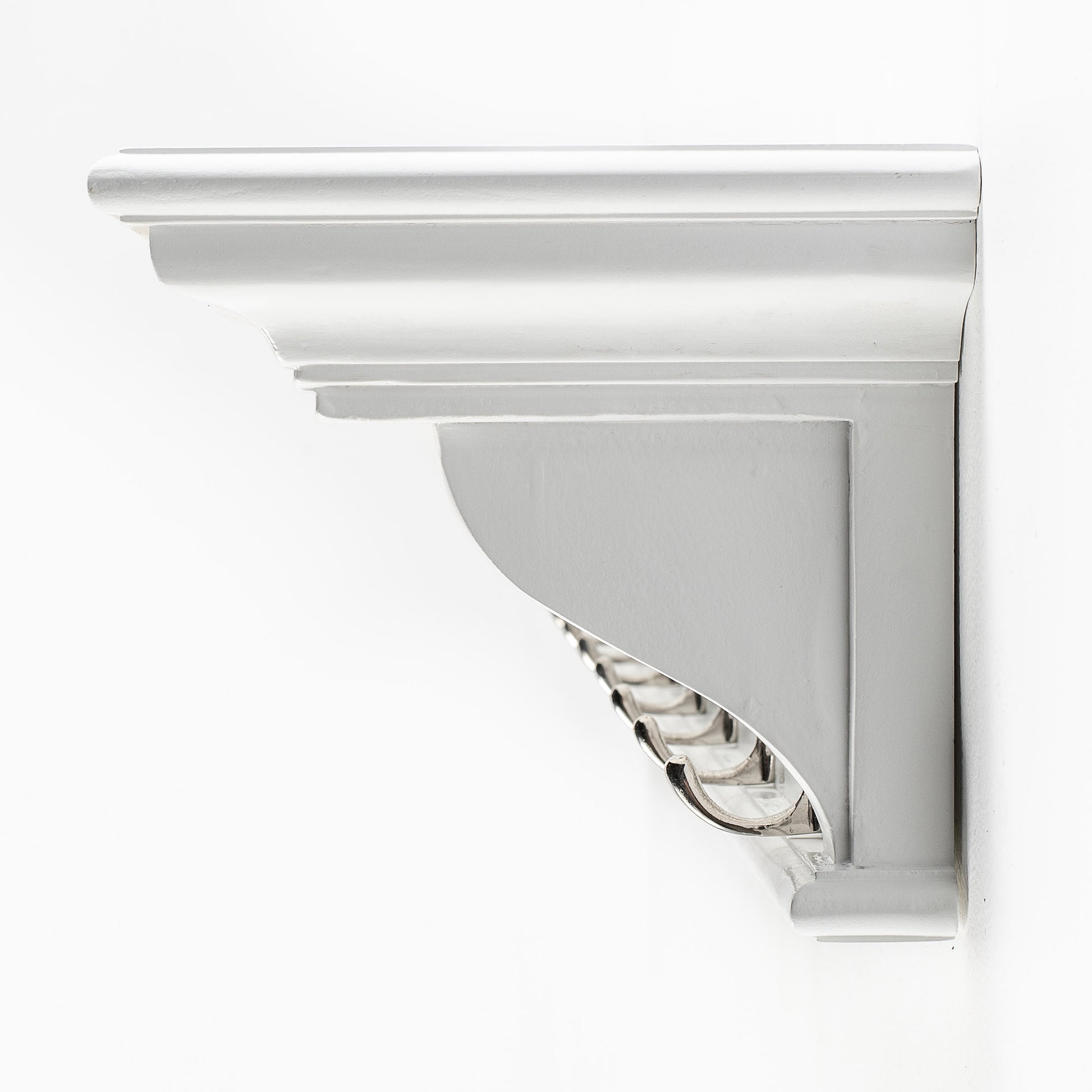 51" White Solid Wood Eight Hook Wall Mount Coat Rack-3