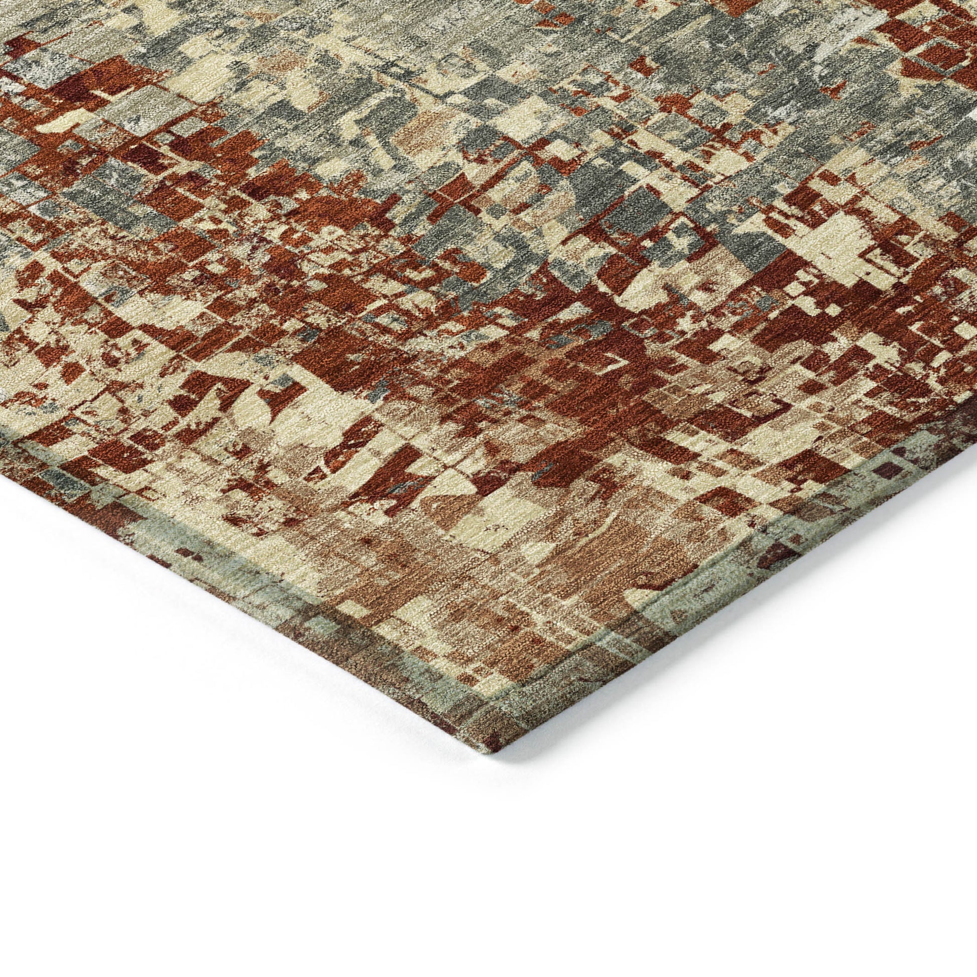 9' X 12' Pewter Rust And Gray Abstract Washable Indoor Outdoor Area Rug-4