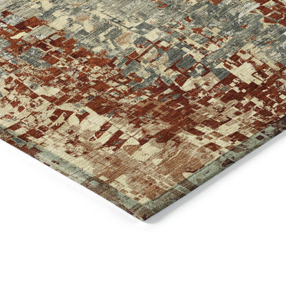9' X 12' Pewter Rust And Gray Abstract Washable Indoor Outdoor Area Rug-4