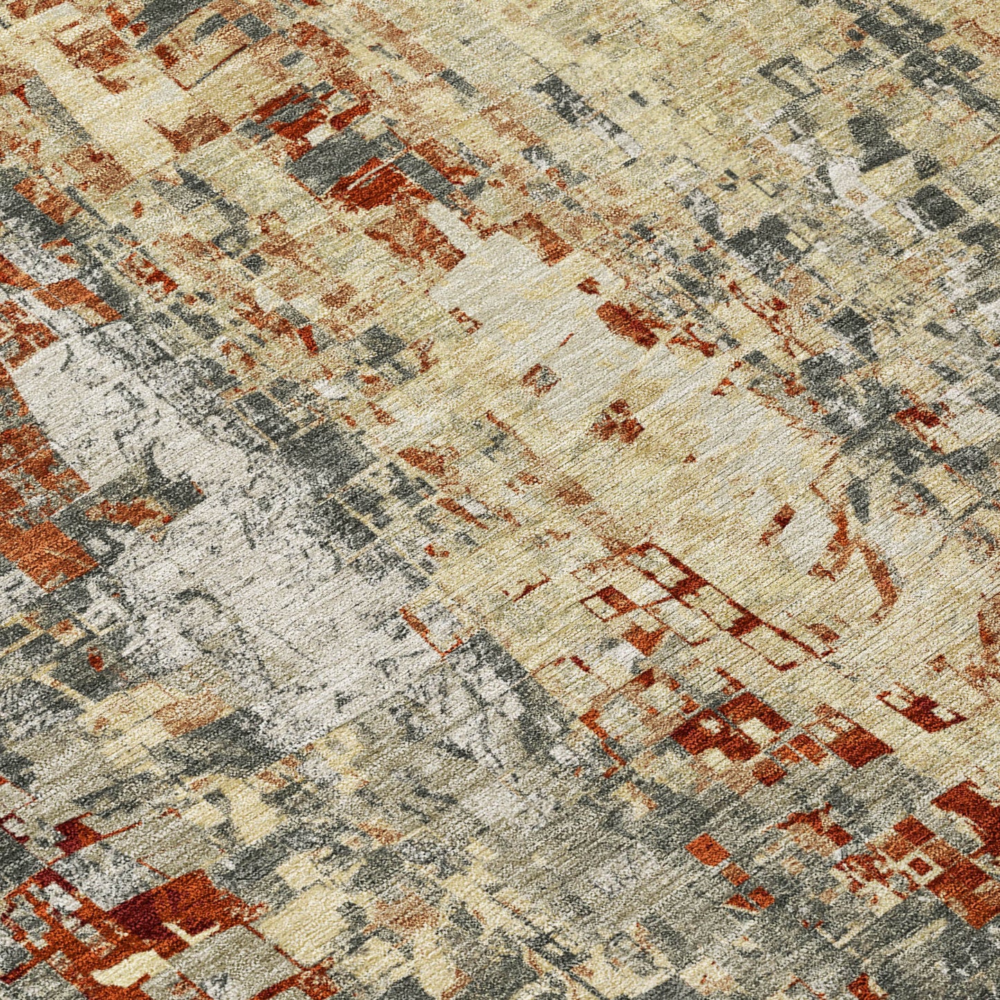 9' X 12' Pewter Rust And Gray Abstract Washable Indoor Outdoor Area Rug-5