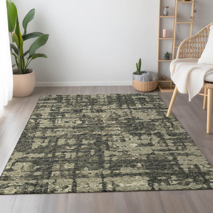 3' X 5' Brown And Beige Abstract Washable Area Rug With UV Protection-4