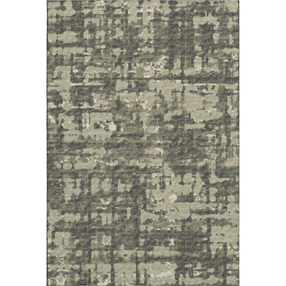 3' X 5' Brown And Beige Abstract Washable Area Rug With UV Protection-0